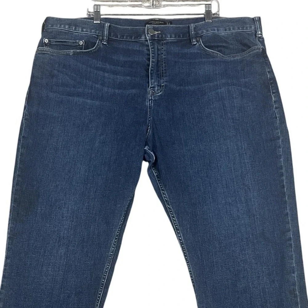 Banana‎ Republic Jeans Mens 44x34 Blue Skinny Fit Stretch Denim Pants Distressed